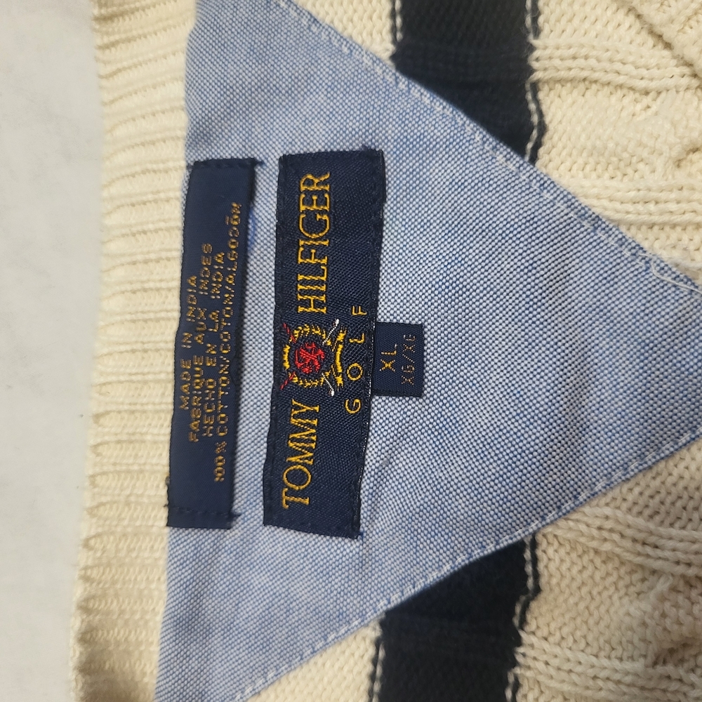 Tommy Hilfiger Golf Grandpacore Cable Knit Striped Sweater Mens Size XL - Picture 4 of 7